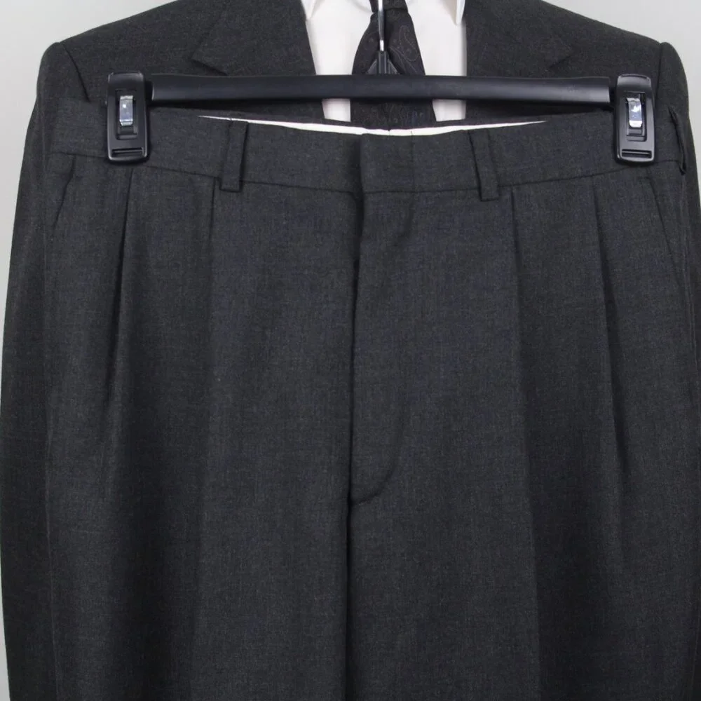 Stafford Mens 2-pc Suit Blazer‎ Jacket 40L Pants Size 30Wx31L Grey Solid E081155